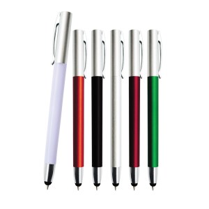 BOLÍGRAFO DE PLÁSTICO, MECANISMO RETRÁCTIL, CON CLIP METÁLICO Y GOMA TOUCH SCREEN ZIP - (F-BP-7104C)