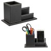 MULTIORGANIZADOR PARA ESCRITORIO EN CURPIEL, INCLUYE LAPICERA Y BASE PARA CELULAR O TARJETAS. SEREN - (F-O-029)