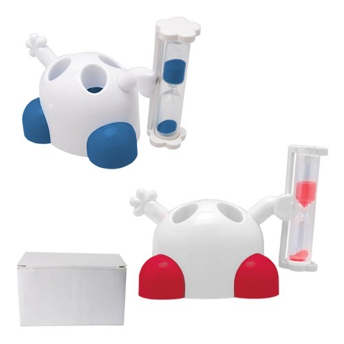 PORTA CEPILLOS INFANTIL CON RELOJ DE ARENA PARA EL CUIDADO DEL AGUA (S-VIA007)