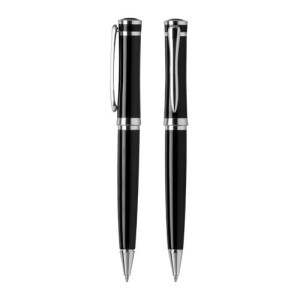 BOLÍGRAFO NEGRO CLASSIC CON DETALLES CROMADOS (S-BOL058)