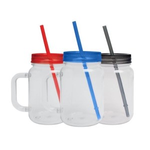 TARRO DE PLASTICO LISO CON TAPA Y POPOTE FIJO (S-TER033)