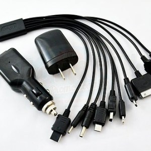 CABLE ADAPTADOR NEGRO CON 10 ENTRADAS Y CONTACTOS CASA/COCHE (TEC-005)