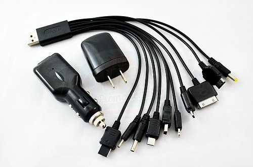 CABLE ADAPTADOR NEGRO CON 10 ENTRADAS Y CONTACTOS CASA/COCHE (TEC-005)