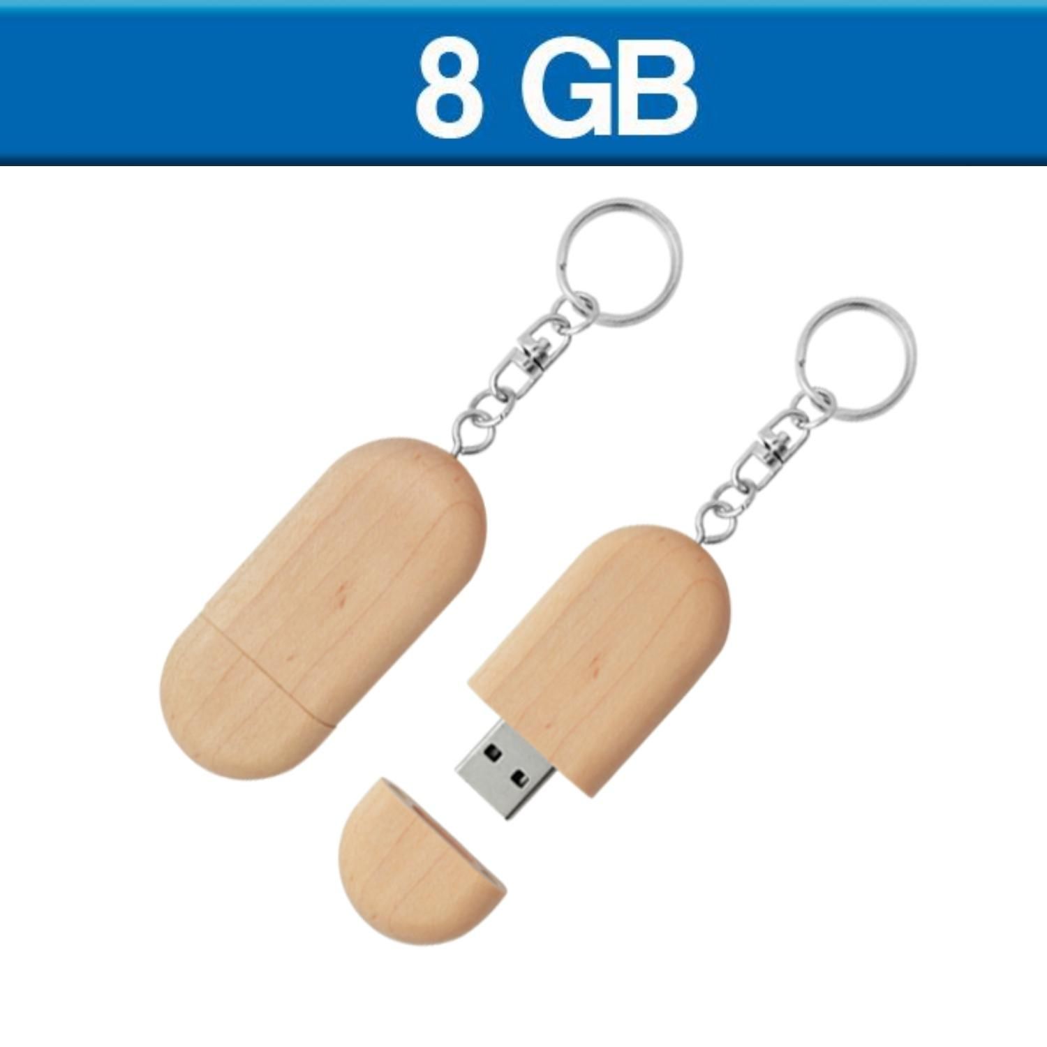 MEMORIA USB EN LLAVERO DE MADERA 8GB (U-USB-052)