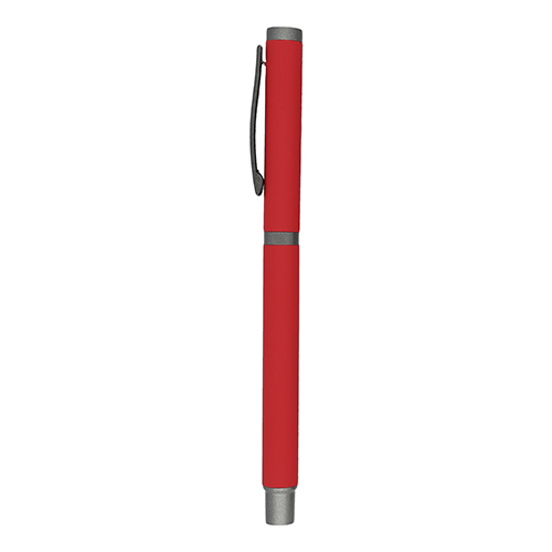 AL18115R_ROJO4.jpg Bolígrafo Metálico Acabado Rubber con Detalles en Base y Tapa Color Gris Aventus (F-AL-18115R)
