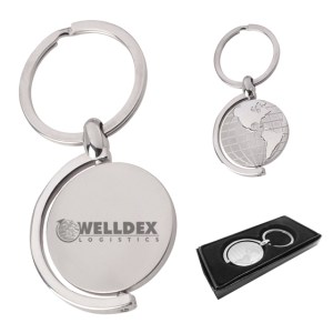 LLAVERO METALICO GIRATORIO MUNDO EN CAJA - (D-LLM4777-1)