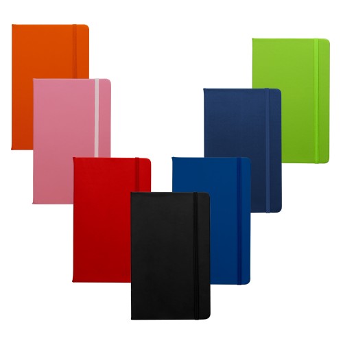 LIBRETA CON HOJAS EN RAYA Y CINTA ELÁSTICA PARA CERRAR (S-OFI088)
