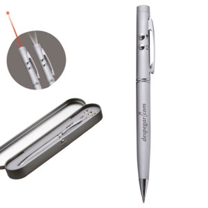 BOLIGRAFO C/LUZ Y LASER PLATEADO (D-2108)