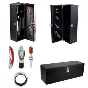 SET PARA VINOS CABERNET NEGRO 851056 (MADERA / METAL)
