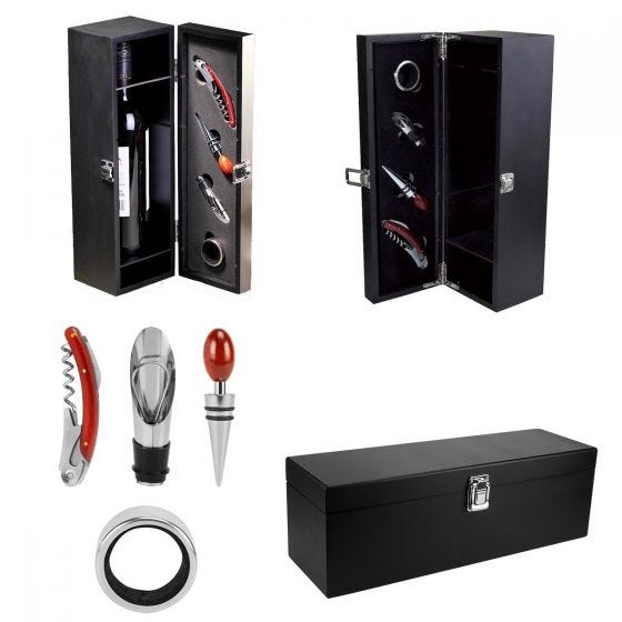 Set para Vinos Cabernet Negro 851056 (Madera / metal)