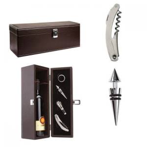 SET PARA VINOS PAMPLONA CAFE 98641 (CURPIEL / METAL / TERCIOPELO)