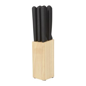 SET DE CUCHILLOS CORVI NEGRO KTC 100 (ACERO / MADERA / PLÁSTICO)