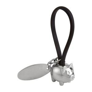 LLAVERO PUERQUITO CON PLACA NEGRO M 2050 N (HULE / METAL)(P)