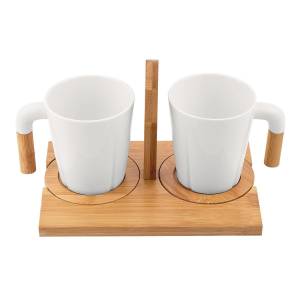 SET DE TAZAS IWAO BLANCO TAZ 029 B (CERÁMICA / BAMBÚ)(P)