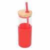 CILINDRO DE VIDRIO IBIZA ROJO ANF 066 R (VIDRIO / SILICÓN / BAMBÚ)(P)