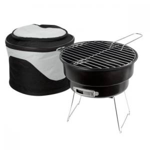 ASADOR CON HIELERA CAMPING NEGRO BBQ 002 (METAL / POLIÉSTER)