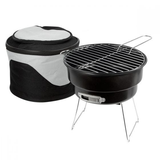 ASADOR CON HIELERA CAMPING NEGRO BBQ 002 (METAL / POLIÉSTER)