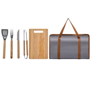 SET DE BBQ MOLT GRIS BBQ 018 G (ACERO INOXIDABLE Y MADERA UTENSILIOS / POLIÉSTER ESTUCHE)(P)