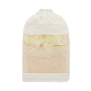 KIT DE BA&NTILDE;O ADRI BEIGE DAM 026 BE (POLIÉSTER ESPONJAS / ALGODÓN Y PVC BOLSA / PIEDRA PÓMEZ)(P)