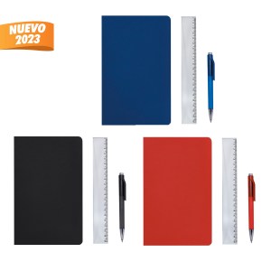 SET DE LIBRETA NODI NEGRO HL 9085 N (CURPIEL LIBRETA / PLÁSTICO BOLÍGRAFO / PVC BOLSA)(P)