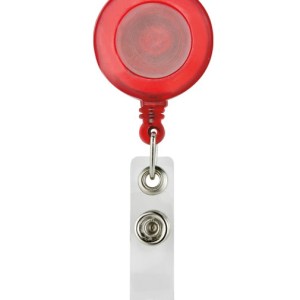 PORTAGAFETE RETRÁCTIL ROJO TRASLUCIDO PRO 027 R (PLÁSTICO)(P)