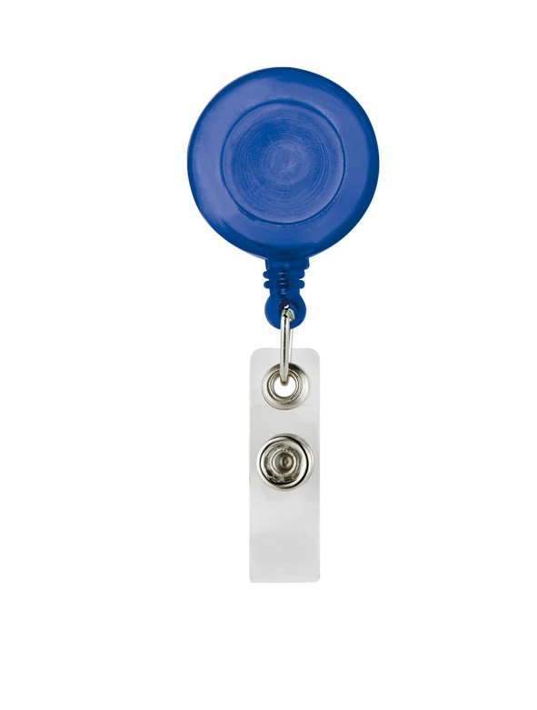 PORTAGAFETE RETRÁCTIL AZUL TRASLUCIDO PRO 027 A (PLÁSTICO)(P)