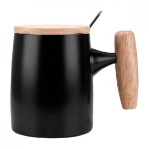 TAZA MALI NEGRO TAZ 045 N (PORCELANA / MADERA / ACERO INOXIDABLE)(P)