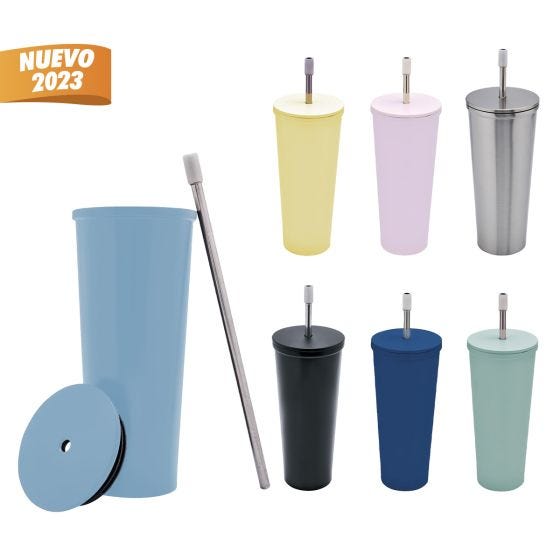 TERMO METÁLICO CON POPOTE AMARILLO PASTEL TMPS 149 YP (ACERO INOXIDABLE / PLÁSTICO / SILICÓN)(P)