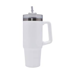 TERMO CON ASA Y POPOTE BLANCO TMPS 164 B (ACERO INOXIDABLE / PLÁSTICO)(P)