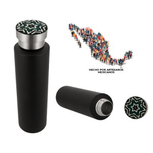 TERMO VELASCO NEGRO (T 77 HUICHOL - ACERO INOXIDABLE)(F)