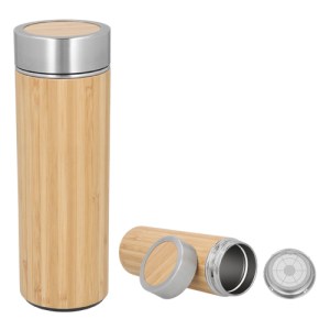 TERMO PANDA BAMBU (T 114 - ACERO INOXIDABLE/BAMBÚ)(F)