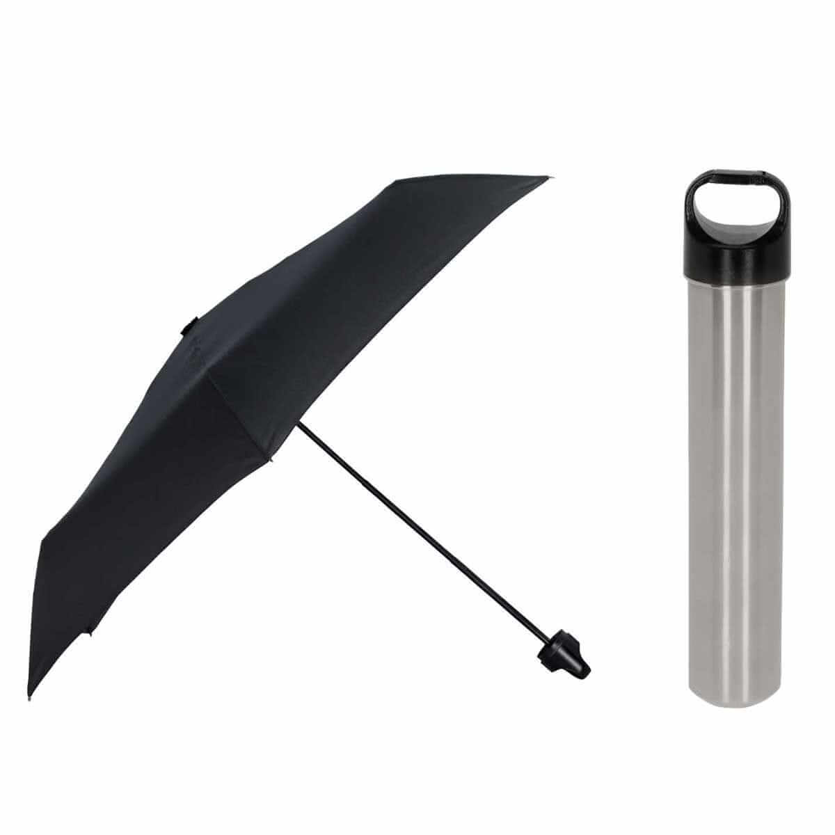 PARAGUAS CAMERUM NEGRO PAR 025 N (PONGEE / ACERO INOXIDABLE)(P)