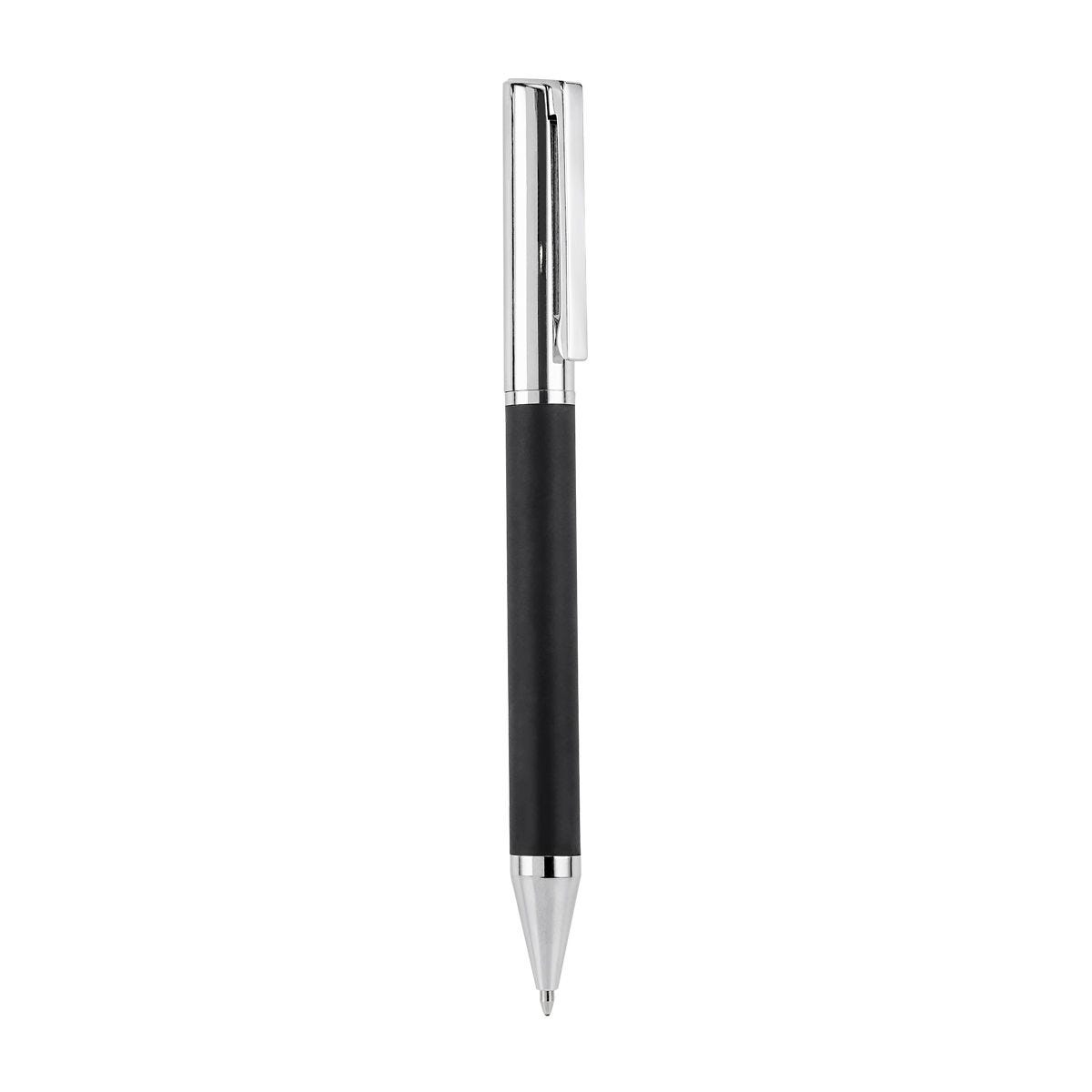 BOLÍGRAFO PONTIANAK NEGRO RQ 550 N (ACERO INOXIDABLE / CURPIEL)(P)