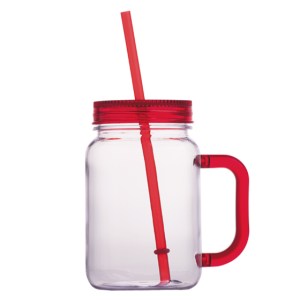 VASO CON ASA FRESH A2142 ROJO (Plástico AS)