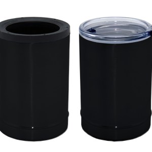 VASO TÉRMICO DOBLE PARED Y PORTA LATA CROP A2429 NEGRO (Acero inoxidable 304)