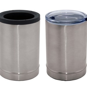 VASO TÉRMICO DOBLE PARED Y PORTA LATA CROP A2429 PLATA (Acero inoxidable 304)