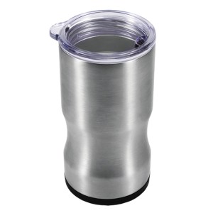 VASO TÉRMICO DOBLE PARED Y PORTA LATA  DEUX A2468 PLATA (Acero inoxidable 304)