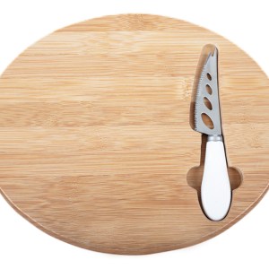 TABLA DE QUESOS OVAL A2511 CAFÉ (Bambú / Cerámica / Acero Inoxidable)