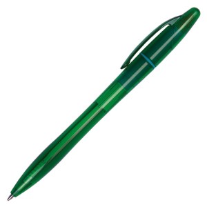 BOLÍGRAFO RETRÁCTIL TRANSPARENTE FLORA A2600 VERDE (Plástico AS)