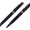 SET DE BOLÍGRAFOS DE METAL ELTON A2687 NEGRO (Bolígrafos: Aluminio / Estuche: Cartón)