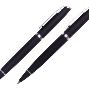 SET DE BOLÍGRAFOS DE METAL ELTON A2687 NEGRO (Bolígrafos: Aluminio / Estuche: Cartón)