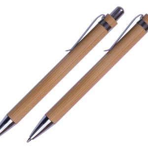 SET DE BOLÍGRAFOS ECOLÓGICOS HAITÍ A2749 CAFE (Bambú / Metal)