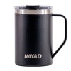 TARRO TÉRMICO DOBLE PARED ACERO INOX.  15 OZ. NAYAD METRO A2777 NEGRO (Acero Inoxidable / Tritan)