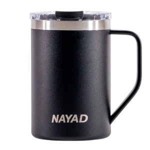 TARRO TÉRMICO DOBLE PARED ACERO INOX.  15 OZ. NAYAD METRO A2777 NEGRO (Acero Inoxidable / Tritan)