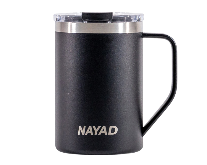 TARRO TÉRMICO DOBLE PARED ACERO INOX. 15 OZ. NAYAD METRO A2777 NEGRO (Acero Inoxidable / Tritan)