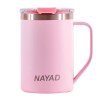 TARRO TÉRMICO DOBLE PARED ACERO INOX. 15 OZ. NAYAD METRO A2777 PALO DE ROSA (Acero Inoxidable / Tritan)