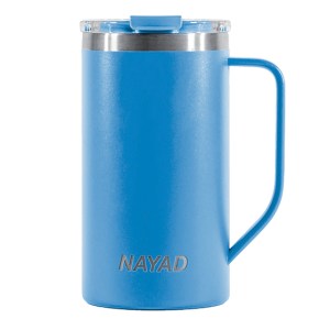 TARRO TÉRMICO DOBLE PARED ACERO INOX. 20 OZ. NAYAD METRO TALL  A2778 AZUL (Acero Inoxidable / Tritan)