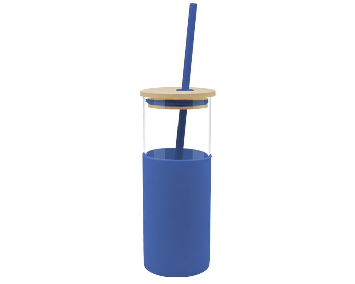CILINDRO DE VIDRIO GLORY A2855 AZUL MARINO (Vidrio / Bambú / Silicón / Plástico)