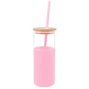 CILINDRO DE VIDRIO GLORY A2855 ROSA (Vidrio / Bambú / Silicón / Plástico)