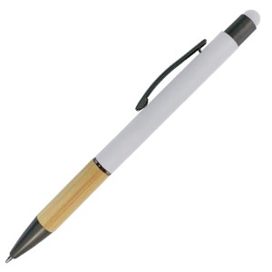 BOLÍGRAFO ECOLÓGICO ELEBAM A2921 BLANCO (Aluminio, bambú y clip de metal)